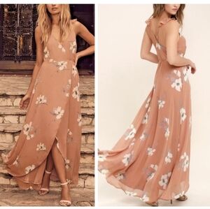Lulus All Mine Floral Maxi dress Rusty Rose High Low